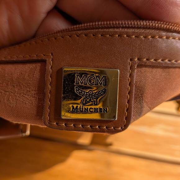 MCM Brown and Tan Logo Satchel - Picture 9 of 11